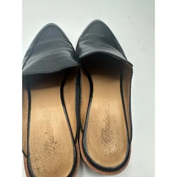 Madewell Womens Mule Womens Size 6 Black Leather Shoes Slides Block Heel - Picture 7 of 7